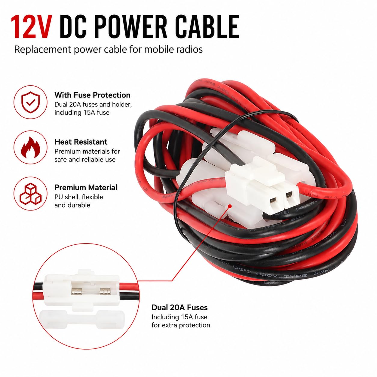Amazon.com: Pomya Mobile Radio DC Power Cable Car DC Power Cord